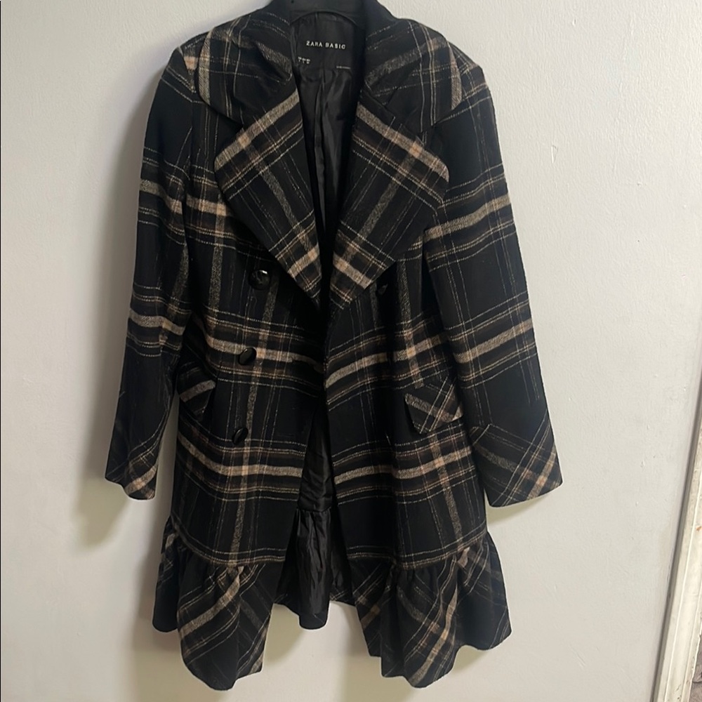 Zara Black Plaid Women's Coat